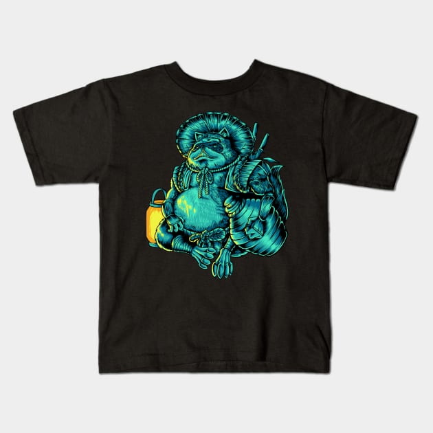 Yokai figure from Japan - Tanuki Kids T-Shirt by Modern Medieval Design